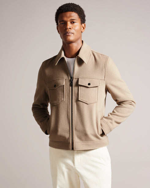 SOMERSS-Outerwear-It's all in the details: Trucker jacket Wool blend Zip fastening Classic collar Chest pockets Side pockets- Ted Baker Romania